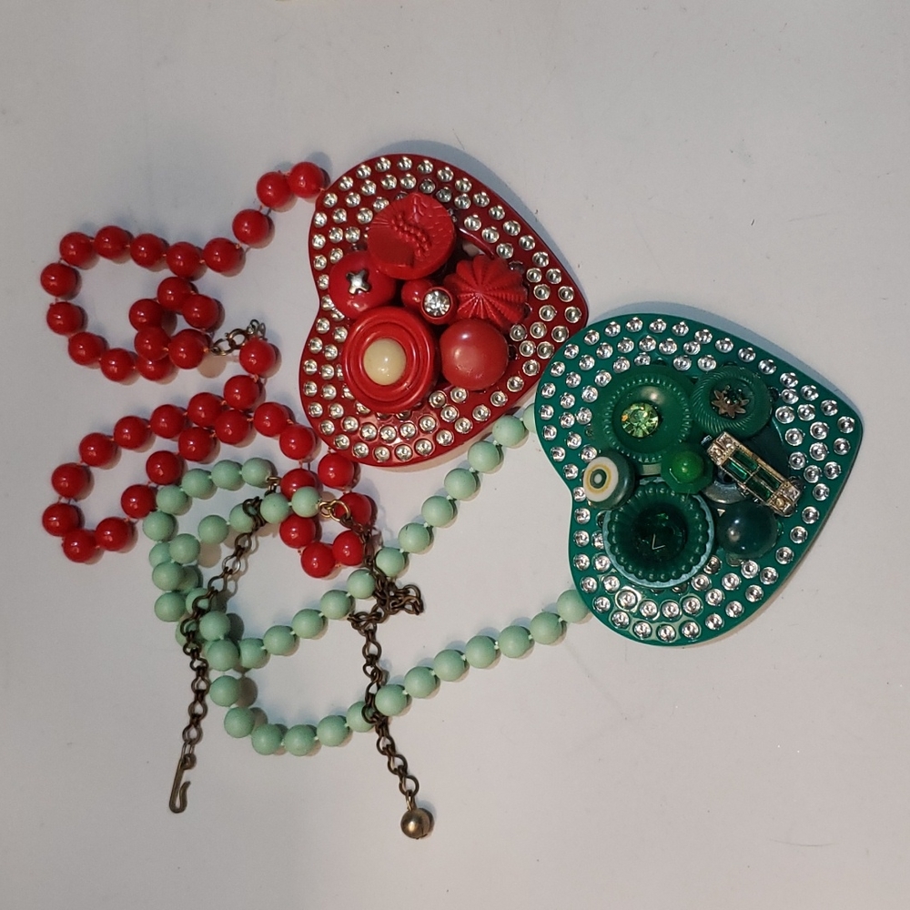 Hand made eclectic button necklaces